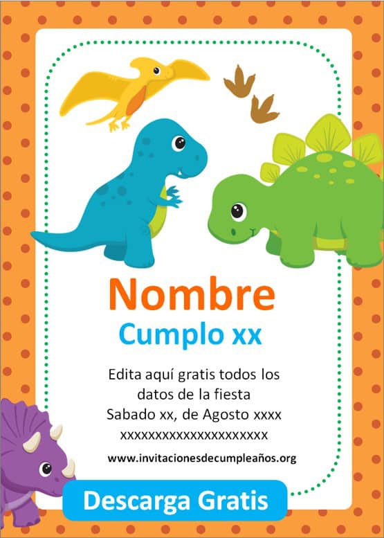 Invitaciones de Dinosaurios para editar de Cumpleaños cumpleaños